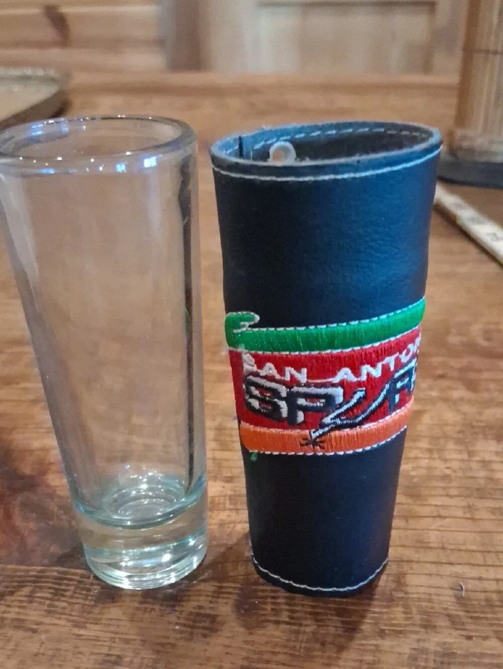 Black Leather San Antonio Spurs Shot Glass